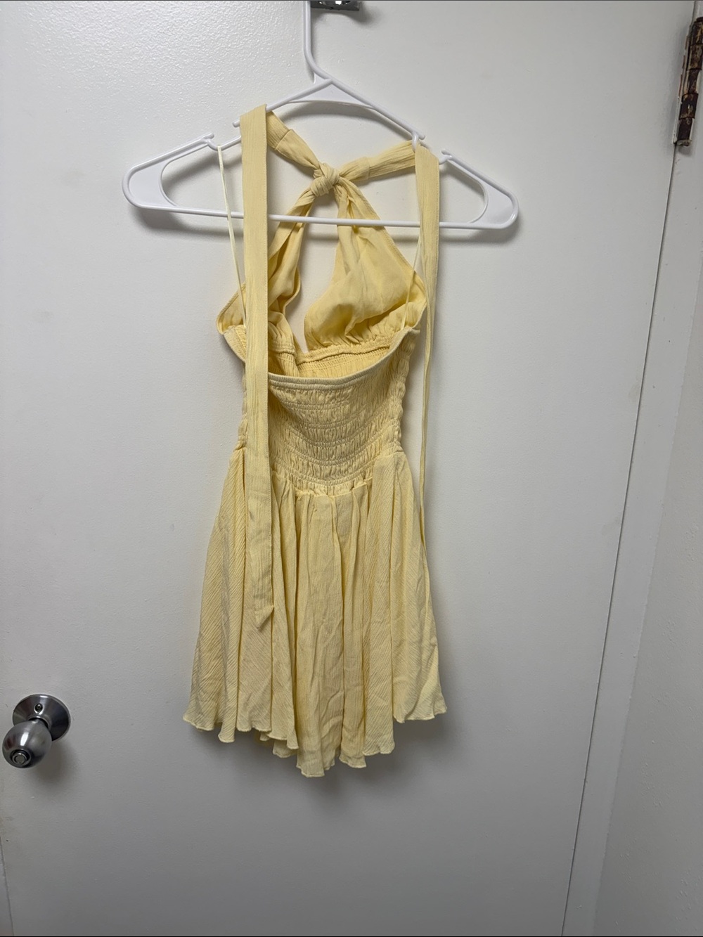 Garage Pale Yellow Halter Smocked Mini Dress - Picture 8 of 9